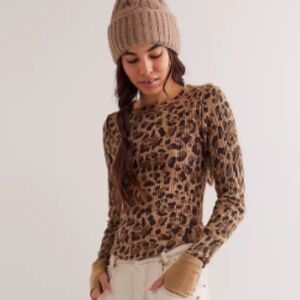 We The Free Animal Print Knit Top